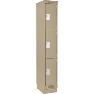 Clean Line™ Lockers - 3, 1, 2, 3, 4, 12", 18", 76", 21", 10", Beige, Steel, Basic, Recessed, Rivet (Assembled), Non-Perforated, 24 gauge, 18", 20 gauge, 16 gauge