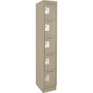 Assembled Clean Line™ Personal Effects Lockers - 5, 1, 2, 3, 4, 12", 76", 12", Beige, Steel, Recessed, Rivet (Assembled), 24, 20, 16