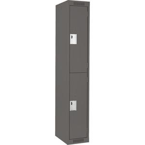 Clean Line™ Lockers - 2, 1, 2, 3, 4, 12", 15", 72", 32", 10", Charcoal, Steel, Basic, Rivet (Assembled), Non-Perforated, 24-gauge, 20-gauge, 16-gauge, 12"W X 15"D X 72"H