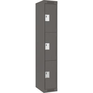 Clean Line™ Lockers - 3, 1, 2, 3, 4, 12", 18", 72", 21", 10", Charcoal, Steel, Basic, Rivet (Assembled), Non-Perforated, 24 gauge, 18", 20 gauge, 16 gauge