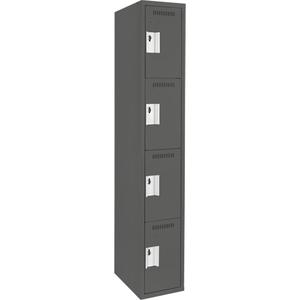 Clean Line™ Lockers - 4, 1, 2, 3, 4, 12", 18", 72", 15-1/2", 10", Charcoal, Steel, Basic, Rivet (Assembled), Non-Perforated, 24 gauge, 18", 20 gauge, 16 gauge