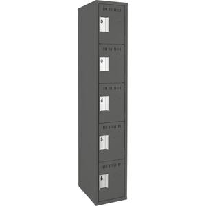 Assembled Clean Line™ Personal Effects Lockers - 5, 1, 2, 3, 4, 12", 72", 12", Charcoal, Steel, Basic, Rivet (Assembled), 24, 20, 16