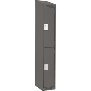 Clean Line™ Lockers - 2, 1, 2, 3, 4, 12", 15", 78", 32", 10", Charcoal, Steel, Slope, Rivet (Assembled), Non-Perforated, 24-gauge, 20-gauge, 16-gauge, 12"W X 15"D X 78"H