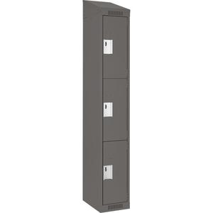 Clean Line™ Lockers - 3, 1, 2, 3, 4, 12", 18", 78", 21", 10", Charcoal, Steel, Slope, Rivet (Assembled), Non-Perforated, 24 gauge, 18", 20 gauge, 16 gauge