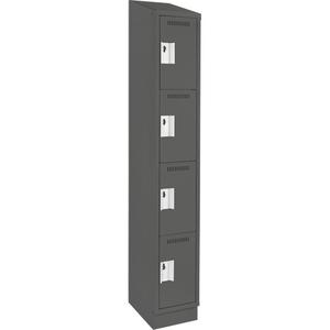 Clean Line™ Lockers - 4, 1, 2, 3, 4, 12", 18", 82", 15-1/2", 10", Charcoal, Steel, Slope, Recessed, Rivet (Assembled), Non-Perforated, 24 gauge, 18", 20 gauge, 16 gauge