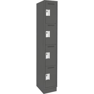 Clean Line™ Lockers - 4, 1, 2, 3, 4, 12", 18", 76", 15-1/2", 10", Charcoal, Steel, Basic, Recessed, Rivet (Assembled), Non-Perforated, 24 gauge, 18", 20 gauge, 16 gauge