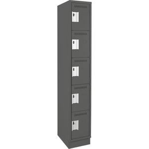 Assembled Clean Line™ Personal Effects Lockers - 5, 1, 2, 3, 4, 12", 76", 12", Charcoal, Steel, Recessed, Rivet (Assembled), 24, 20, 16
