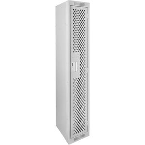 Clean Line™ Lockers - 1, 1, 2, 3, 4, 12", 18", 72", 65-1/2", 10", Grey, Steel, Basic, Rivet (Assembled), Perforated, 24 gauge, 18", 20 gauge, 16 gauge
