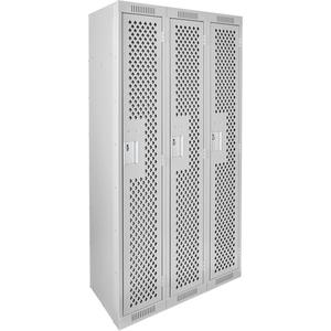 Clean Line™ Lockers - 3, 1, 2, 3, 4, 12", 15", 72", 21", 10", Grey, Steel, Basic, Rivet (Assembled), Perforated, 24-gauge, 20-gauge, 16-gauge, 12"W X 15"D X 72"H