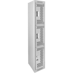 Clean Line™ Lockers - 3, 1, 2, 3, 4, 12", 18", 72", 21", 10", Grey, Steel, Basic, Rivet (Assembled), Perforated, 24 gauge, 18", 20 gauge, 16 gauge