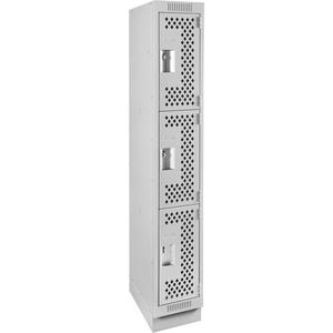 Clean Line™ Lockers - 3, 1, 2, 3, 4, 12", 18", 76", 21", 10", Grey, Steel, Basic, Recessed, Rivet (Assembled), Perforated, 24 gauge, 18", 20 gauge, 16 gauge
