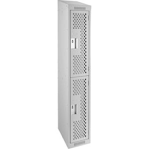 Clean Line™ Lockers - 2, 1, 2, 3, 4, 12", 15", 78", 32", 10", Grey, Steel, Slope, Rivet (Assembled), Perforated, 24-gauge, 20-gauge, 16-gauge, 12"W X 15"D X 78"H