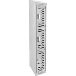 Clean Line™ Lockers - 3, 1, 2, 3, 4, 12", 18", 78", 21", 10", Grey, Steel, Slope, Rivet (Assembled), Perforated, 24 gauge, 18", 20 gauge, 16 gauge