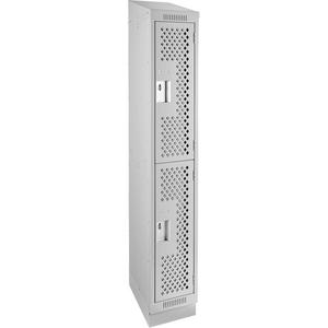Clean Line™ Lockers - 2, 1, 2, 3, 4, 12", 15", 82", 32", 10", Grey, Steel, Slope, Recessed, Rivet (Assembled), Perforated, 24-gauge, 20-gauge, 16-gauge, 12"W X 15"D X 82"H