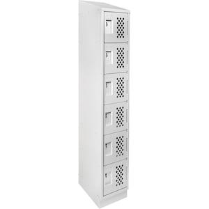 Assembled Lockerettes Clean Line™ Perforated Economy Lockers - 6, 1, 2, 3, 18", 72", 12", Grey, Steel, Slope, Recessed, Rivet (Assembled), 24 gauge, 20 gauge, 16 gauge, 12"