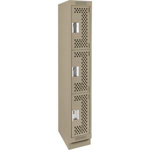 Clean Line™ Lockers - 3, 1, 2, 3, 4, 12", 18", 76", 21", 10", Beige, Steel, Basic, Recessed, Rivet (Assembled), Perforated, 24 gauge, 18", 20 gauge, 16 gauge