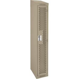 Clean Line™ Lockers - 1, 1, 2, 3, 4, 12", 18", 78", 65-1/2", 10", Beige, Steel, Slope, Rivet (Assembled), Perforated, 24 gauge, 18", 20 gauge, 16 gauge
