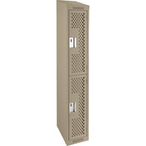 Clean Line™ Lockers - 2, 1, 2, 3, 4, 12", 15", 78", 32", 10", Beige, Steel, Slope, Rivet (Assembled), Perforated, 24-gauge, 20-gauge, 16-gauge, 12"W X 15"D X 78"H