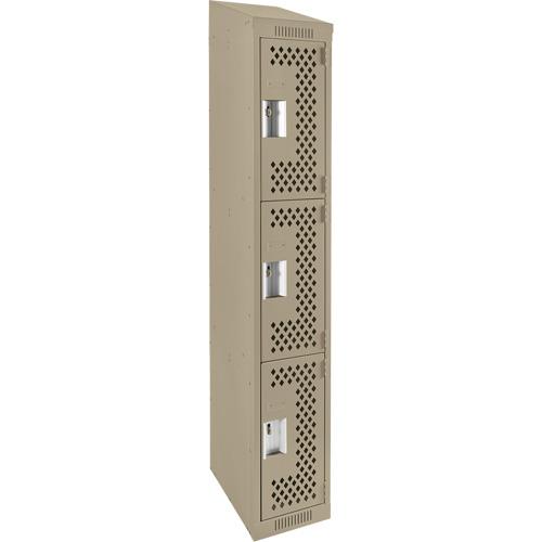 Clean Line™ Lockers - 3, 1, 2, 3, 4, 12", 15", 78", 21", 10", Beige, Steel, Slope, Rivet (Assembled), Perforated, 24-gauge, 20-gauge, 16-gauge, 12"W X 15"D X 78"H