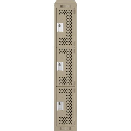 Clean Line™ Lockers - 3, 1, 2, 3, 4, 12", 15", 78", 21", 10", Beige, Steel, Slope, Rivet (Assembled), Perforated, 24-gauge, 20-gauge, 16-gauge, 12"W X 15"D X 78"H - Image 2