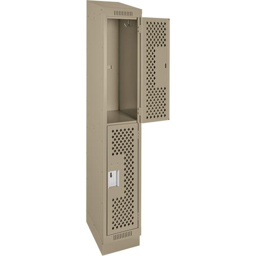 Clean Line™ Lockers - 2, 1, 2, 3, 4, 12", 12", 82", 32", 10", Beige, Steel, Slope, Recessed, Rivet (Assembled), Perforated, 24-gauge, 20-gauge, 16-gauge, 12"W X 12"D X 82"H - Image 3