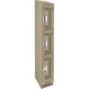 Clean Line™ Lockers - 3, 1, 2, 3, 4, 12", 18", 82", 21", 10", Beige, Steel, Slope, Recessed, Rivet (Assembled), Perforated, 24 gauge, 18", 20 gauge, 16 gauge