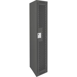 Clean Line™ Lockers - 1, 1, 2, 3, 4, 12", 12", 72", 65-1/2", 10", Charcoal, Steel, Basic, Rivet (Assembled), Perforated, 24-gauge, 20-gauge, 16-gauge, 24-gauge