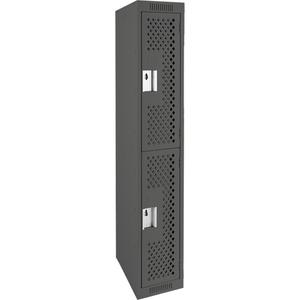 Clean Line™ Lockers - 2, 1, 2, 3, 4, 12", 15", 72", 32", 10", Charcoal, Steel, Basic, Rivet (Assembled), Perforated, 24-gauge, 20-gauge, 16-gauge, 12"W X 15"D X 72"H
