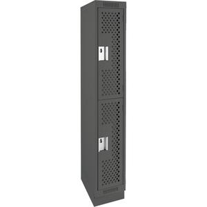 Clean Line™ Lockers - 2, 1, 2, 3, 4, 12", 15", 76", 32", 10", Charcoal, Steel, Basic, Recessed, Rivet (Assembled), Perforated, 24-gauge, 20-gauge, 16-gauge, 12"W X 15"D X 76"H