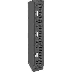 Clean Line™ Lockers - 3, 1, 2, 3, 4, 12", 18", 76", 21", 10", Charcoal, Steel, Basic, Recessed, Rivet (Assembled), Perforated, 24 gauge, 18", 20 gauge, 16 gauge