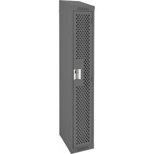 Clean Line™ Lockers - 1, 1, 2, 3, 4, 12", 18", 78", 65-1/2", 10", Charcoal, Steel, Slope, Rivet (Assembled), Perforated, 24 gauge, 18", 20 gauge, 16 gauge