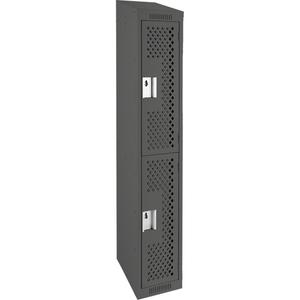 Clean Line™ Lockers - 2, 1, 2, 3, 4, 12", 15", 78", 32", 10", Charcoal, Steel, Slope, Rivet (Assembled), Perforated, 24-gauge, 20-gauge, 16-gauge, 12"W X 15"D X 78"H