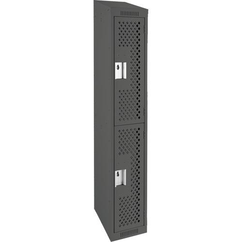 Clean Line™ Lockers - 2, 1, 2, 3, 4, 12", 12", 78", 32", 10", Charcoal, Steel, Slope, Rivet (Assembled), Perforated, 24-gauge, 20-gauge, 16-gauge, 12"W X 12"D X 78"H