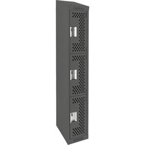 Clean Line™ Lockers - 3, 1, 2, 3, 4, 12", 18", 78", 21", 10", Charcoal, Steel, Slope, Rivet (Assembled), Perforated, 24 gauge, 18", 20 gauge, 16 gauge