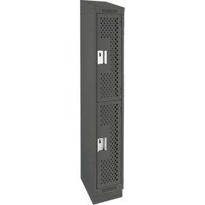 Clean Line™ Lockers - 2, 1, 2, 3, 4, 12", 15", 82", 32", 10", Charcoal, Steel, Slope, Recessed, Rivet (Assembled), Perforated, 24-gauge, 20-gauge, 16-gauge, 12"W X 15"D X 82"H