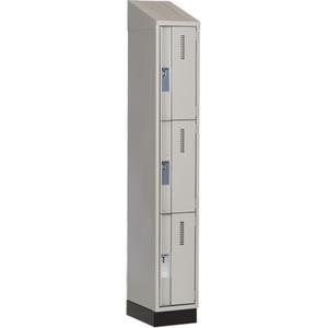 Concorde™ Heavy-Duty Lockers - 3, 1, 2, 3, 12", 18", 82", 21", 10", Grey, Steel, Slope, Recessed, Welded (Assembled), Non-Perforated, 18", 12"L x 18"D x 82"H