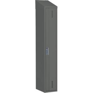 Concorde™ Heavy-Duty Lockers - 1, 1, 2, 3, 12", 18", 78", 65-1/2", 10", Charcoal, Steel, Slope, Welded (Assembled), Non-Perforated, 18", 12"L x 18"D x 78"H