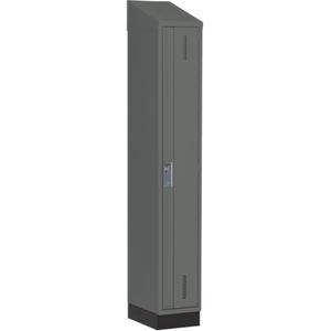 Concorde™ Heavy-Duty Lockers - 1, 1, 2, 3, 12", 18", 82", 65-1/2", 10", Charcoal, Steel, Slope, Recessed, Welded (Assembled), Non-Perforated, 18", 12"L x 18"D x 82"H