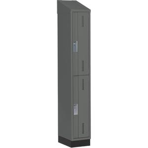 Concorde™ Heavy-Duty Lockers - 2, 1, 2, 3, 12", 18", 82", 32", 10", Charcoal, Steel, Slope, Recessed, Welded (Assembled), Non-Perforated, 18", 12"L x 18"D x 82"H