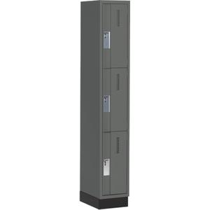 Concorde™ Heavy-Duty Lockers - 3, 1, 2, 3, 12", 18", 76", 21", 10", Charcoal, Steel, Basic, Recessed, Welded (Assembled), Non-Perforated, 18", 12"L x 18"D x 76"H