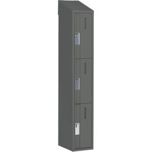 Concorde™ Heavy-Duty Lockers - 3, 1, 2, 3, 12", 18", 78", 21", 10", Charcoal, Steel, Slope, Welded (Assembled), Non-Perforated, 18", 12"L x 18"D x 78"H
