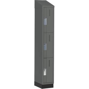 Concorde™ Heavy-Duty Lockers - 3, 1, 2, 3, 12", 18", 82", 21", 10", Charcoal, Steel, Slope, Recessed, Welded (Assembled), Non-Perforated, 18", 12"L x 18"D x 82"H