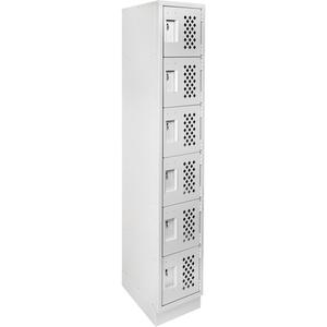 Clean-Line Perforated Lockerette - 6, 1, 2, 3, 12", 72", 12", Grey, Steel, Flat, Recessed, Rivet (Assembled)/Welded (Assembled)