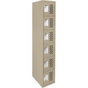 Assembled Lockerettes Clean Line™ Perforated Economy Lockers - 6, 1, 2, 3, 18", 72", 12", Beige, Steel, Basic, Rivet (Assembled), 24 gauge, 20 gauge, 16 gauge, 12"