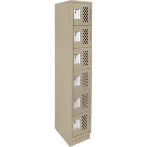 Assembled Lockerettes Clean Line™ Perforated Economy Lockers - 6, 1, 2, 3, 18", 72", 12", Beige, Steel, Recessed, Rivet (Assembled), 24 gauge, 20 gauge, 16 gauge, 12"