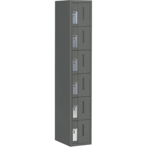 Concorde™ Heavy-Duty Lockers - 6, 1, 2, 3, 12", 18", 72", 10", 10", Charcoal, Steel, Basic, Welded (Assembled), Non-Perforated, 18", 12"L x 18"D x 72"H
