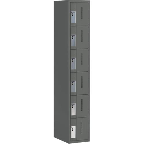 Concorde™ Heavy-Duty Lockers - 6, 1, 2, 3, 12", 18", 72", 10", 10", Charcoal, Steel, Basic, Welded (Assembled), Non-Perforated, 18", 12"L x 18"D x 72"H