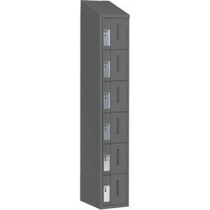Concorde™ Heavy-Duty Lockers - 6, 1, 2, 3, 12", 18", 78", 10", 10", Charcoal, Steel, Slope, Welded (Assembled), Non-Perforated, 18", 12"L x 18"D x 78"H