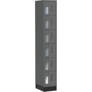 Concorde™ Heavy-Duty Lockers - 6, 1, 2, 3, 12", 18", 76", 10", 10", Charcoal, Steel, Basic, Recessed, Welded (Assembled), Non-Perforated, 18", 12"L x 18"D x 76"H
