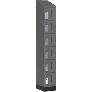 Concorde™ Heavy-Duty Lockers - 6, 1, 2, 3, 12", 18", 82", 10", 10", Charcoal, Steel, Slope, Recessed, Welded (Assembled), Non-Perforated, 18", 12"L x 18"D x 82"H